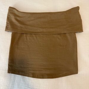 aerie Olive Green Off-the-Shoulder Tube Top